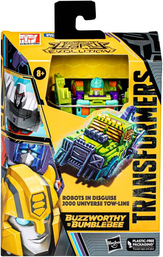 Transformers Buzzworthy Bumblebee Legacy: Evolution Robots in Disguise 2000 Universe Tow-Line hasbro action figure